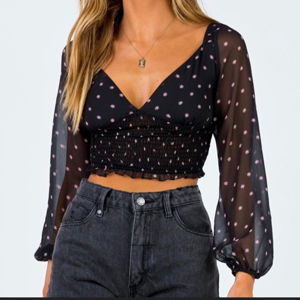 princess polly floral sheer blouse